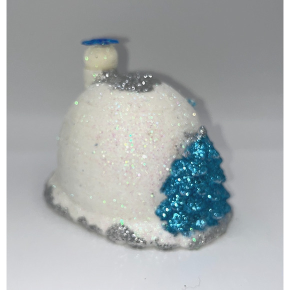 Vintage Miniature Igloo Diorama Pastel Blue Candy Cane Polar Bear Blue Tree OOAK - Picture 5 of 13